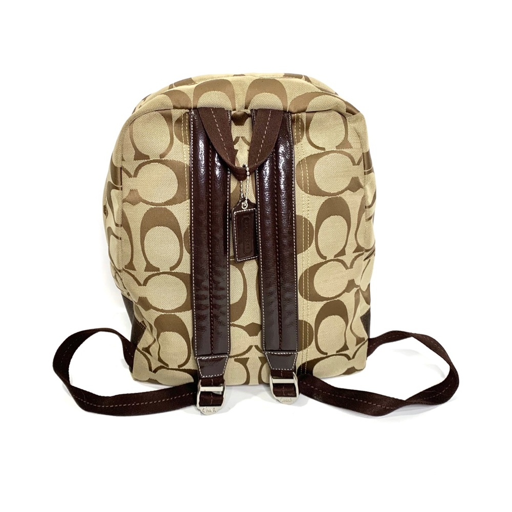SOLD Coach Signature Brown Beige Canvas Backpack - Picture 6 of 13